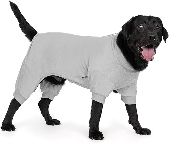 cyeollo Dog Pajamas Turtleneck Thermal Dog Pjs Fleece Stretchy Jumpsuit Warm Winter Pet Clothes Doggie Medium Large Dogs Outfits, Grey XX-Large