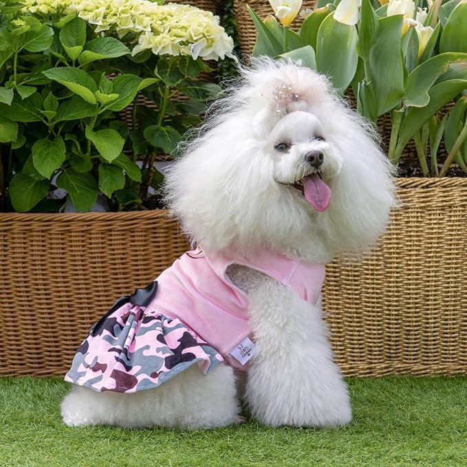 CuteBone Daddy's Little Girl Dog Dress for Small Dogs Pink Skirt Puppy Velvet Dresses Dog Clothes CVA21S-D