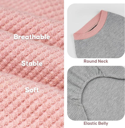 KYEESE 2Pack Waffle Dog Shirts, Lightweight Sleeveless Dog T Shirts for Medium Large Dogs Girl, Breathable Pet Vest Comfort Tank Top Soft Dogs Clothes for Daily Wear, Pink+Grey, 2XL