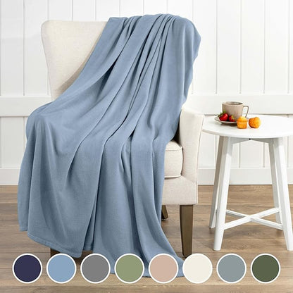 Full/Queen Size Fleece Blanket | Comfy Supersoft Fleece Blanket Full Size – All-Season Light Weight Throw Blanket | Luxuriously Soft | Throw Blanket for Couch and Sofa | Machine Wash | Blue