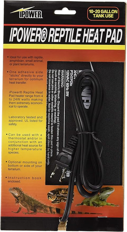 iPower 6 by 8-Inch 8 Watt Reptile Heat Pad Under Tank Terrarium Warmer Heat Mat for Small Animals