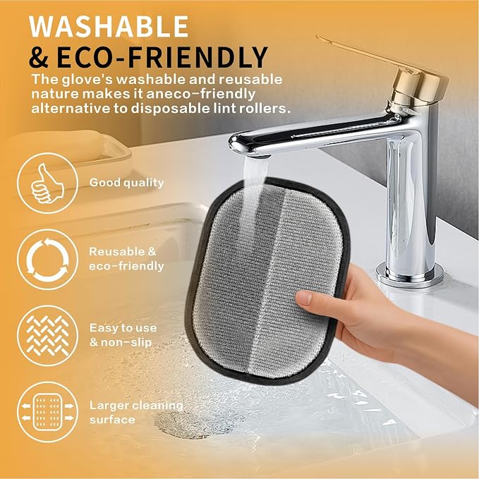 Pet Hair Removal Glove, Pet Hair Gloves for Dogs & Cats | Upgraded reusable electrostatic pet hair remover quickly collects loose fur from clothes, couches, carpets, and car seats