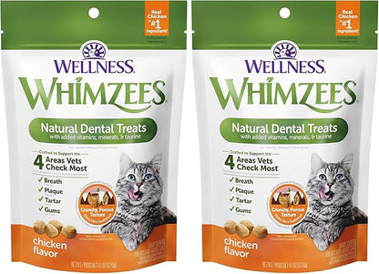 Whimzees Wellness Cat Dental Treats,Chicken Flavor,(4.5 Ounce Bag),(Pack of 2)