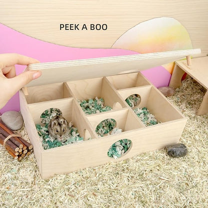Niteangel Multi-Chamber Hamster House Maze: - Multi-Room Hideouts & Tunnel Exploring Toys for Hamster Gerbils Mice Lemmings (6-Room Small)