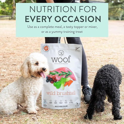 The New Zealand Natural Pet Food Co. WOOF Freeze Dried Dog Food - Wild Brushtail Recipe, High Protein Dog Treats, Dog Food Toppers & Meals, 2.2 lb
