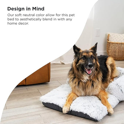 Best Friends by Sheri Nap Mat Dog Bed with Bolster - Washable Crate Pad, Removable Cover, Frost, Large, 36x21