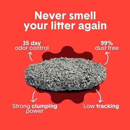 Boxie® Extra Strength 35 Day Odor Control Clumping Clay Cat & Kitty Litter 16lb, 99.9% Dust-Free, Probiotic Formula, Long-Lasting, Veterinarian Approved, Easy Scooping for Multi-Cat Homes