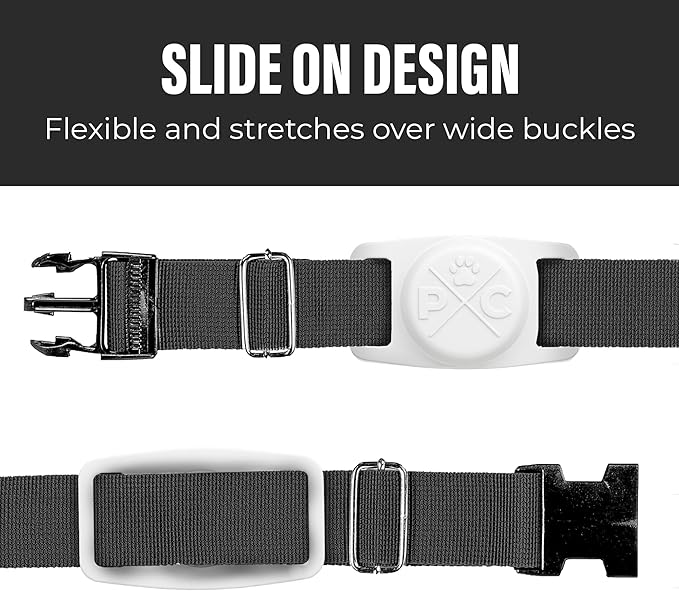 Pup Culture Compatible with AirTag Dog Collar Holder | Durable Protective Case to Help Track Your Pup | for Dog & Cat Collars - Black/White 2 Pack