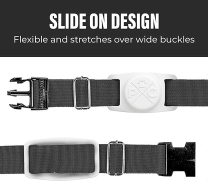 Pup Culture Compatible with AirTag Dog Collar Holder | Durable Protective Case to Help Track Your Pup | for Dog & Cat Collars - Black/White 2 Pack