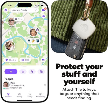 Life360 Tile - Bluetooth Tracker, Keys Finder and Item Locator for Keys, Bags and More. Phone Finder. Both iOS and Android Compatible. 1-Pack (White)