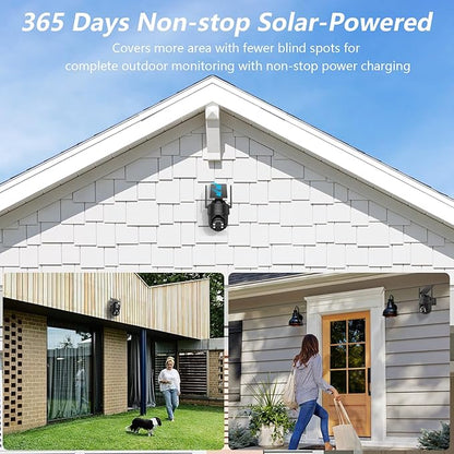 GALAYOU 2K Security Cameras Wireless Outdoor-360° PTZ Cameras for Home Security with Solar Panel/Battery Powered, Night Vision, Two-Way Audio, PIR Sensor, Works with Alexa, R1 4P Black (2.4Ghz Only)