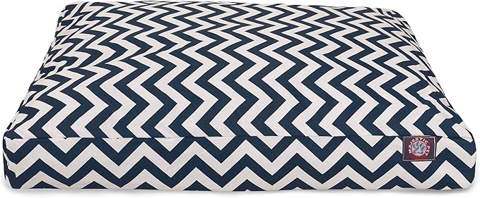 Majestic Pet Chevron Rectangle Dog Bed Washable – Non Slip Comfy Pet Bed – Crate Bed with Removable Washable Cover – Kennel Bed for Sleeping, Polyester Fiber, Large, Navy
