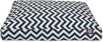 Majestic Pet Chevron Rectangle Dog Bed Washable – Non Slip Comfy Pet Bed – Crate Bed with Removable Washable Cover – Kennel Bed for Sleeping, Polyester Fiber, Large, Navy