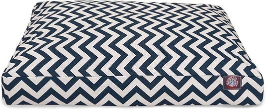Majestic Pet Chevron Rectangle Dog Bed Washable – Non Slip Comfy Pet Bed – Crate Bed with Removable Washable Cover – Kennel Bed for Sleeping, Polyester Fiber, Large, Navy