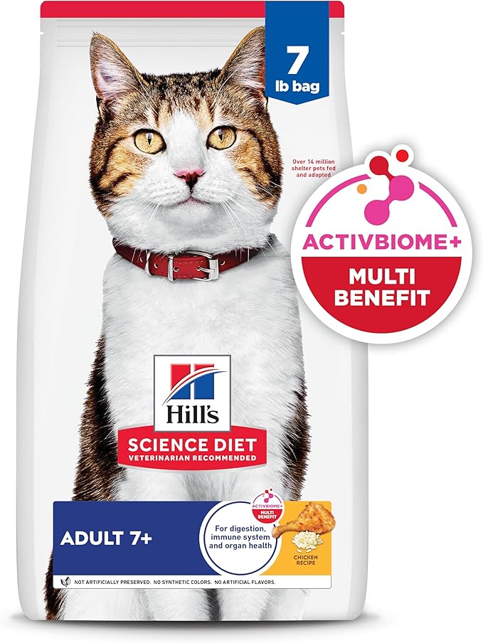 Hill's Science Diet Adult 7+ Dry Cat Food, Chicken, 7 lb. Bag