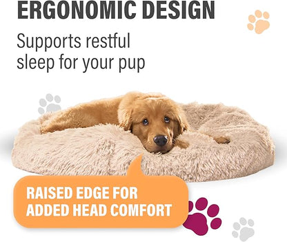 Active Pets Premium Small Donut Dog Bed, Fits Up to 45 lbs, Removable Cover & Washable Cushion, Plush Long Pile Faux Fur Fabric, Portable Light Grey Pet Bed Furniture for Puppies Adult Canines & Cats