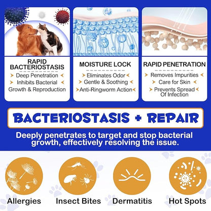 Specifically Formulated Hydrocortisone Spray for Dogs, Cats 120ML, Itch Relief Spray,Hot Spot Treatment for Dogs,Rapidly Alleviate Dry Itchy Skin,Skin Allergies,Dermatitis,Reduces Topical Inflammation