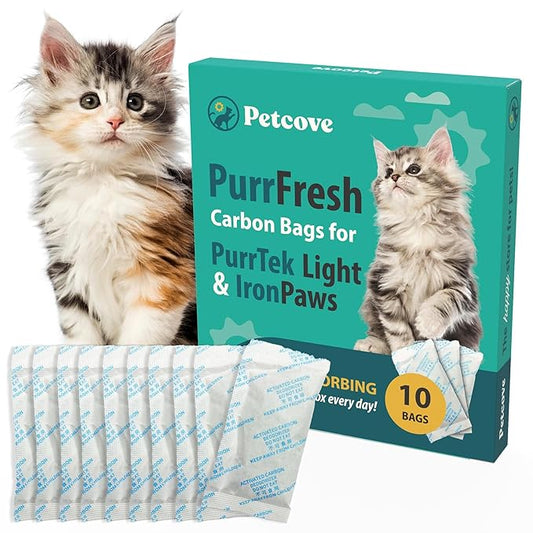 PetCove PurrTek Light & IronPaws Cat Litter Box Filters Replacements | Activated Charcoal Odor Absorber & Deodorizer Pods | Litter Box Filter Scent Eliminator | Precision Fit Filters for Hooded Boxes