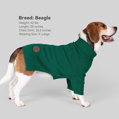 cyeollo 4XL Dog Sweater,Pullover Turtleneck for Large Giant Dogs Classic Knitwear Fall Winter Cold Weather Dog Clothes Warm Pet Apparel Large Big Dogs Sweaters Male&Female, Green XXXXL