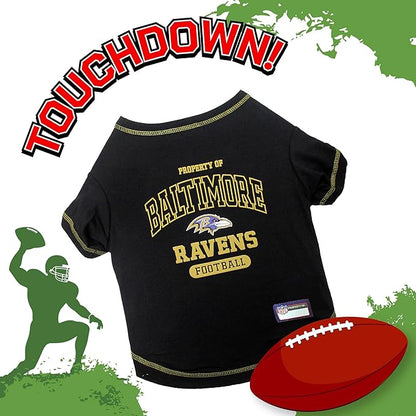 NFL Baltimore Ravens Dog T-Shirt for Pets, Size Medium. Officially Licensed Pet Shirt with Team Logo, Soft Stretchable Comfort Fit Apparel for Dogs & Cats