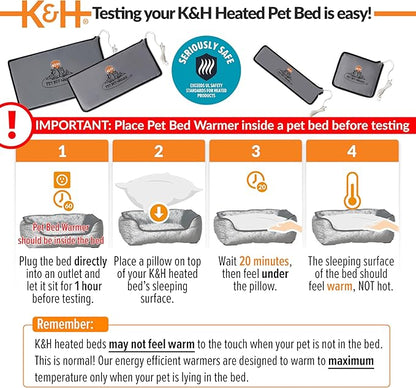 K&H Pet Products Pet Bed Warmer, Turn Any Pet Bed Into a Heated Cat or Dog Bed, Waterproof Indoor Heated Warming Pad Insert, Automatic Temperature, Safety Listed - Small 10.25 X 9.25in Gray