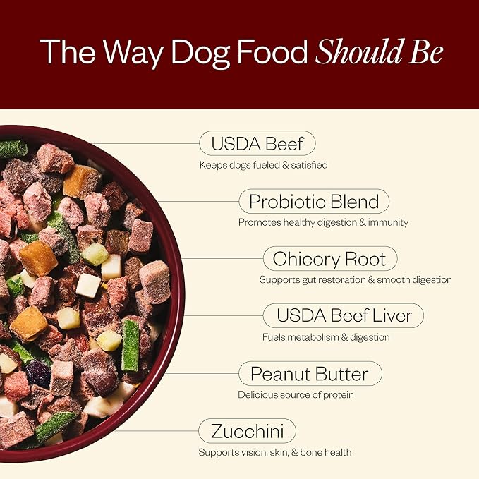 Maev Human-Grade Beef Dog Food, Weight & Digestion Formula, Whole Ingredient, Gluten-Free, High Protein Puppy & Dog Food, 10 lb