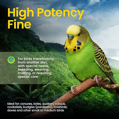 Harrison's Bird Foods High Potency Fine - Certified Organic, Non GMO Formula for Small to Medium Birds - Human Grade Pellets for Molting, Recovering & Weaning Chicks with Balanced Nutrition (25lb)