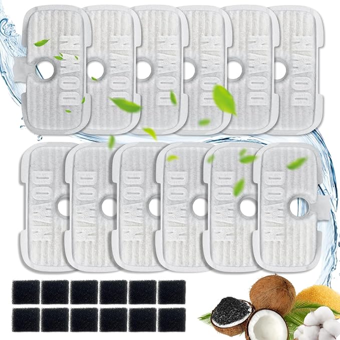 24 Packs for Petlibro Cat Water Fountain Filters Replacement Dockstream | Compatible with PETLIBRO® PLWF106 PLWF116 PLWF005 PLWF115 PLWF105 PLWF305 (12 Replacement Filters + 12 Pre-Filter Sponges)