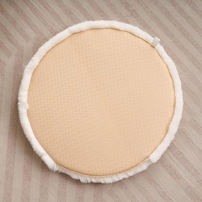 SHENGOCASE Round Faux Rabbit Fur Pet Bed Kneading Cushion, 16 inches, Cat Tree Tower Replacement Pad, 4-Pack (White)