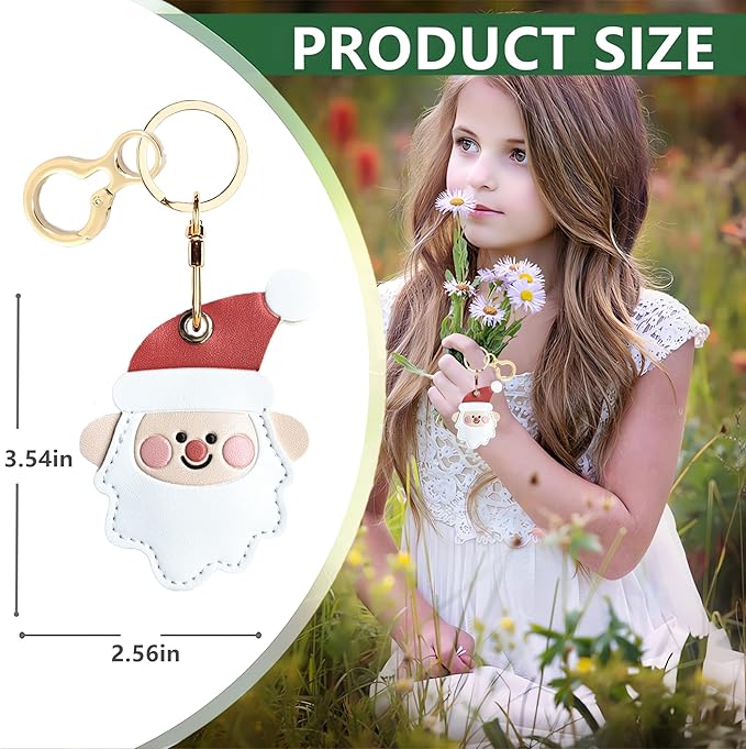 Leather Keychain Holder Case Compatible with AirTag,Cute Protective Cover with Keyring,Anti-Scratch Finder GPS Tracker Case for Wallet Keys,Bag,Pets,Backpack(A)