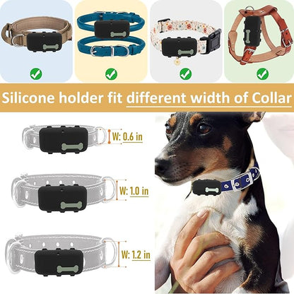 Silicone Holder Compatible for Tractive XL GPS Dog Tracker,Rubber Accessories Cover Finder Anti-Scratch,Secure Sturdy Case with Strap for Pet Cat Collar (Black)
