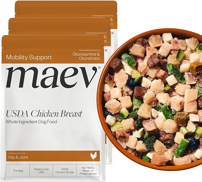 Maev Human-Grade Chicken Dog Food, Hip & Joint Formula, Whole Ingredient, Gluten-Free, High Protein Puppy & Dog Food, 15 lb