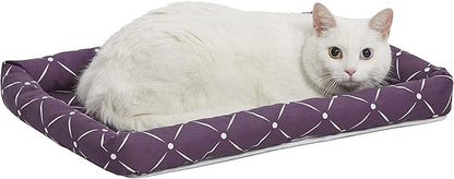 MidWest Homes for Pets 40222-PLD Quiet Time Couture Ashton Bolster Pet Bed, Small Dog/22, Plum & White Diamond Pattern