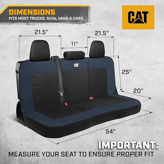 Cat MeshFlex Blue & Black Rear Seat Cover for Car – Durable Canvas & Mesh Design 60/40 Split Bench Protector for Cars, Trucks & SUVs – Back Seat Cover for Rear Bench – Interior Car Accessory