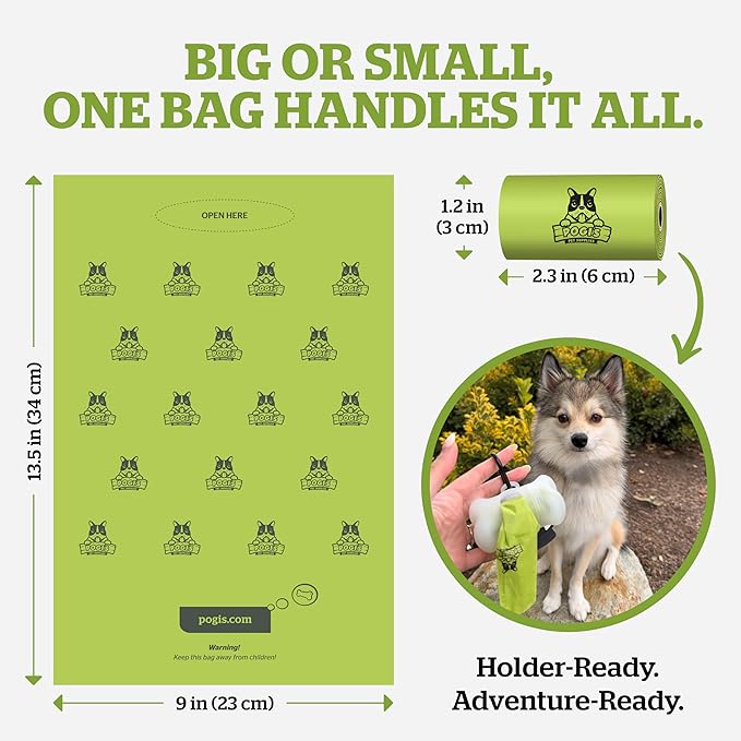 Pogi’s Dog Poop Bags – Leak-Proof & Extra Thick Pet Waste Bags (Unscented, 10 Rolls, 150-Count)