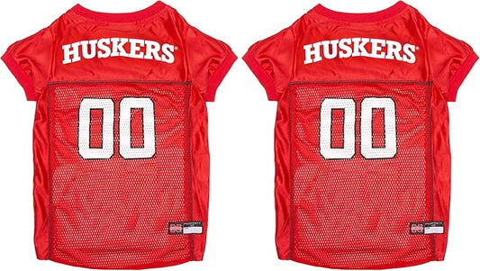 NCAA College Nebraska Huskers Mesh Jersey for Dogs & Cats, Large. Licensed Big Dog Jersey with Your Favorite Football/Basketball College Team (Pack of 2)