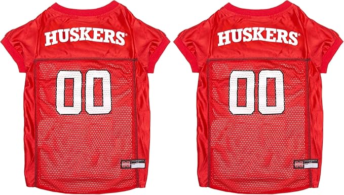 Pets First NCAA College Nebraska Huskers Mesh Jersey for Dogs & Cats, X-Small. Licensed Big Dog Jersey with Your Favorite Football/Basketball College Team (Pack of 2)