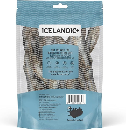 Icelandic+ Whole Fish Herring - 3oz Bag - Dog Treats, Pure Wild-Caught & Air-Dried, Single Ingredient Snack, Pet Chew, Just The Fish Nothing Else