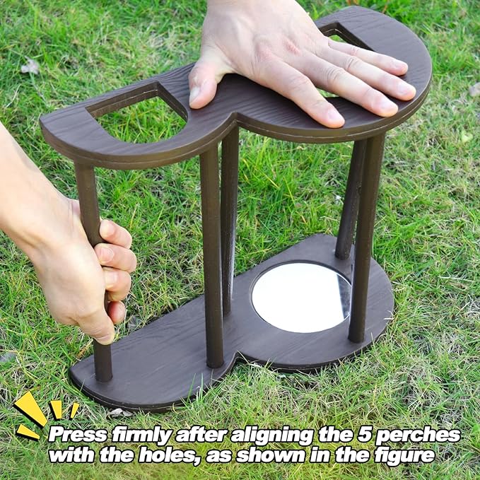 Chicken Perch with Swing & Mirror, Waterproof PVC Roosting Stand for Hens Activity Gym for Chick Toys & Bantams, Durable Easy-Clean Brooder Coop