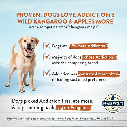 Addiction Wild Kangaroo & Apples Dry Dog Food - Limited Ingredient, Novel Protein for Dogs with Allergies, Grain-Free - Support Muscle Development & Manage Weight - Made in New Zealand 4lb - 4 Packs