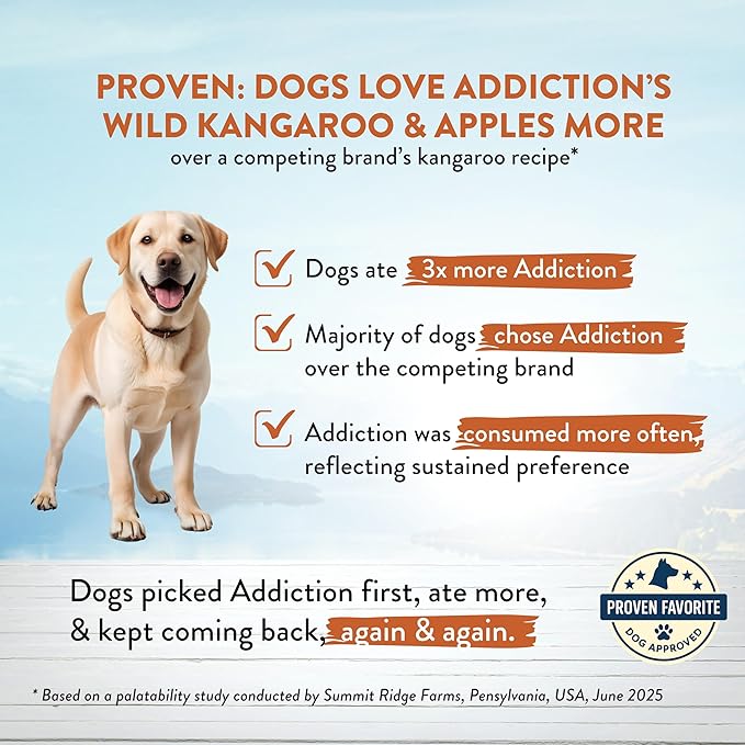Addiction Wild Kangaroo & Apples Dry Dog Food - Limited Ingredient, Novel Protein for Dogs with Allergies, Grain-Free - Support Muscle Development & Manage Weight - Made in New Zealand 4lb - 2 Packs