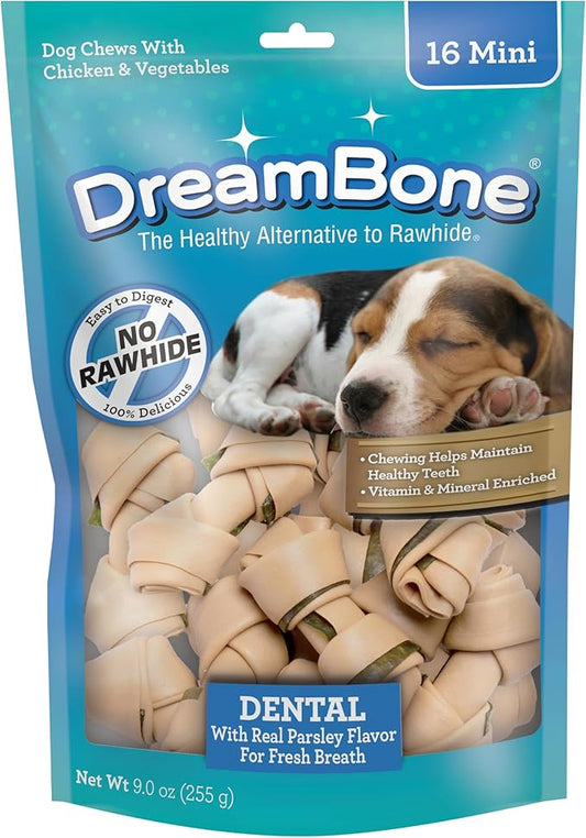 DreamBone Dental Dog Chews, Rawhide Free Dental Treats for Dogs, Helps Reduce Tartar and Freshens Breath, 16 Count