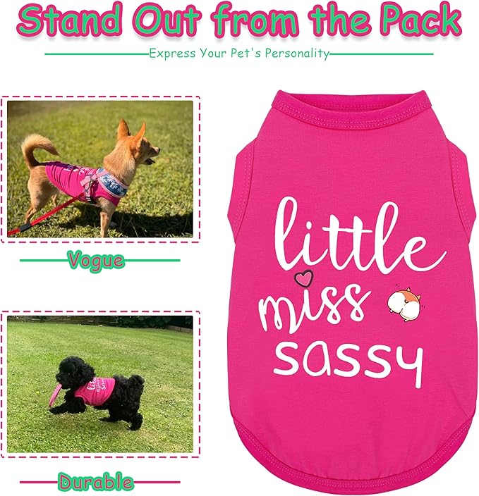 Paiaite Dog Clothes Fashionable Sleeveless Pet Vest: 'Little Miss Sassy' Printed Cotton Dog Shirt, Ideal for Small, Medium, and Large Breeds, Ensuring Comfort and Breathability Orange XS