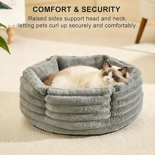Small Dog Bed for Small Dogs, Cat Beds for Indoor Cats, Pet Bed for Puppy and Kitty, Extra Soft & Machine Washable with Anti-Slip & Water-Resistant Oxford Bottom, Grey, 24 inches