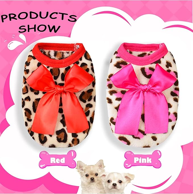 2 Pieces Chihuahua Sweater Dog Sweater for Small Dogs Teacup Dog Clothes for Extra Small Dogs Pet Puppy Cat Clothing Outfit Warm Winter Clothes (Pink+RED, XS)