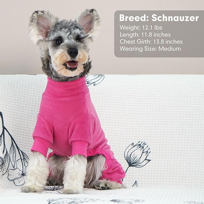 cyeollo Dog Pajamas Fleece Dog Pjs Jumpsuit Thermal Dogs Onesie Stretchable Doggie Outfits Pet Clothes Warm Pet Pajamas for Small Dogs Girls, Color Fuchsia