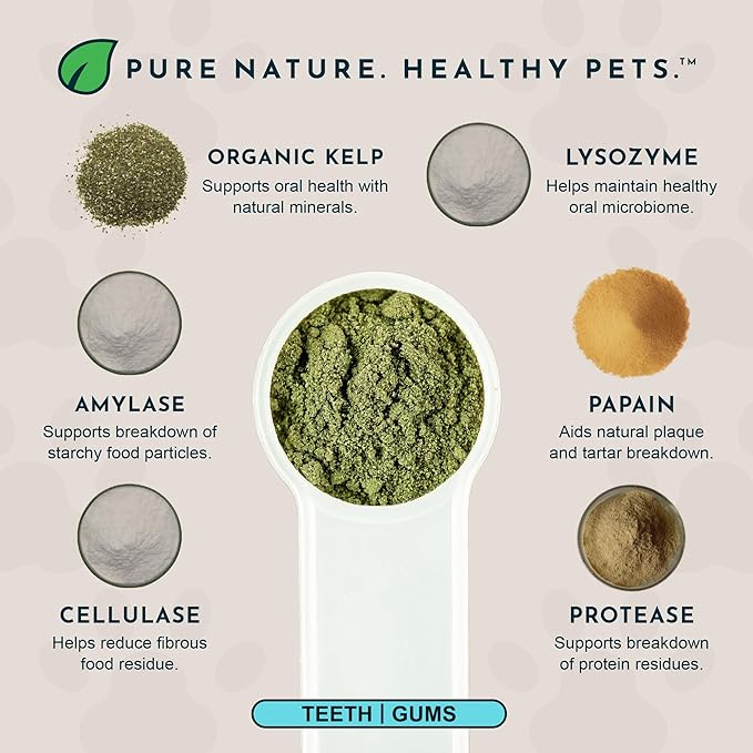 Animal Essentials Sea-Dent for Dog Teeth - Dental Powder for Dogs & Cats Teeth & Gums, Natural Oral Formula for Plaque & Tartar, Bad Breath Oral Freshener & Cleaner - 2.5 oz