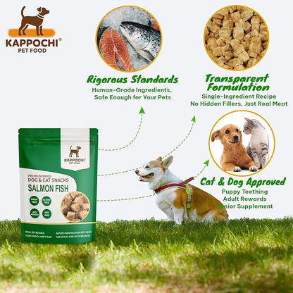 Freeze Dried Salmon Cat Dog Treats, 1.76oz(50.0g), 100% Single Ingredient High Protein Training Treats, Rich in Omega, Natural & Raw, No Additives, Grain Free, Gluten Free