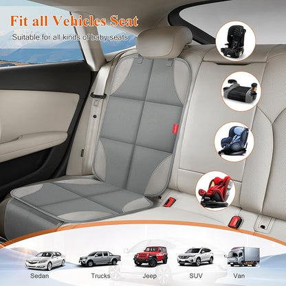 Car Seat Protector for Child Car Seat, Waterproof Durable 600D Fabric Car Seat Cover with Padding, Non-Slip Backing Mesh Pockets for Baby and Pet