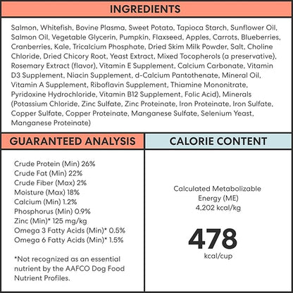 The Pets Table Air Dried Grain Free Dog Food for Dogs Large, Medium and Small | Puppy Dog Food, Adult Dog Food, Senior Dog Food | Salmon & Whitefish with Pumpkin 4.5 lbs / 72 oz Bag